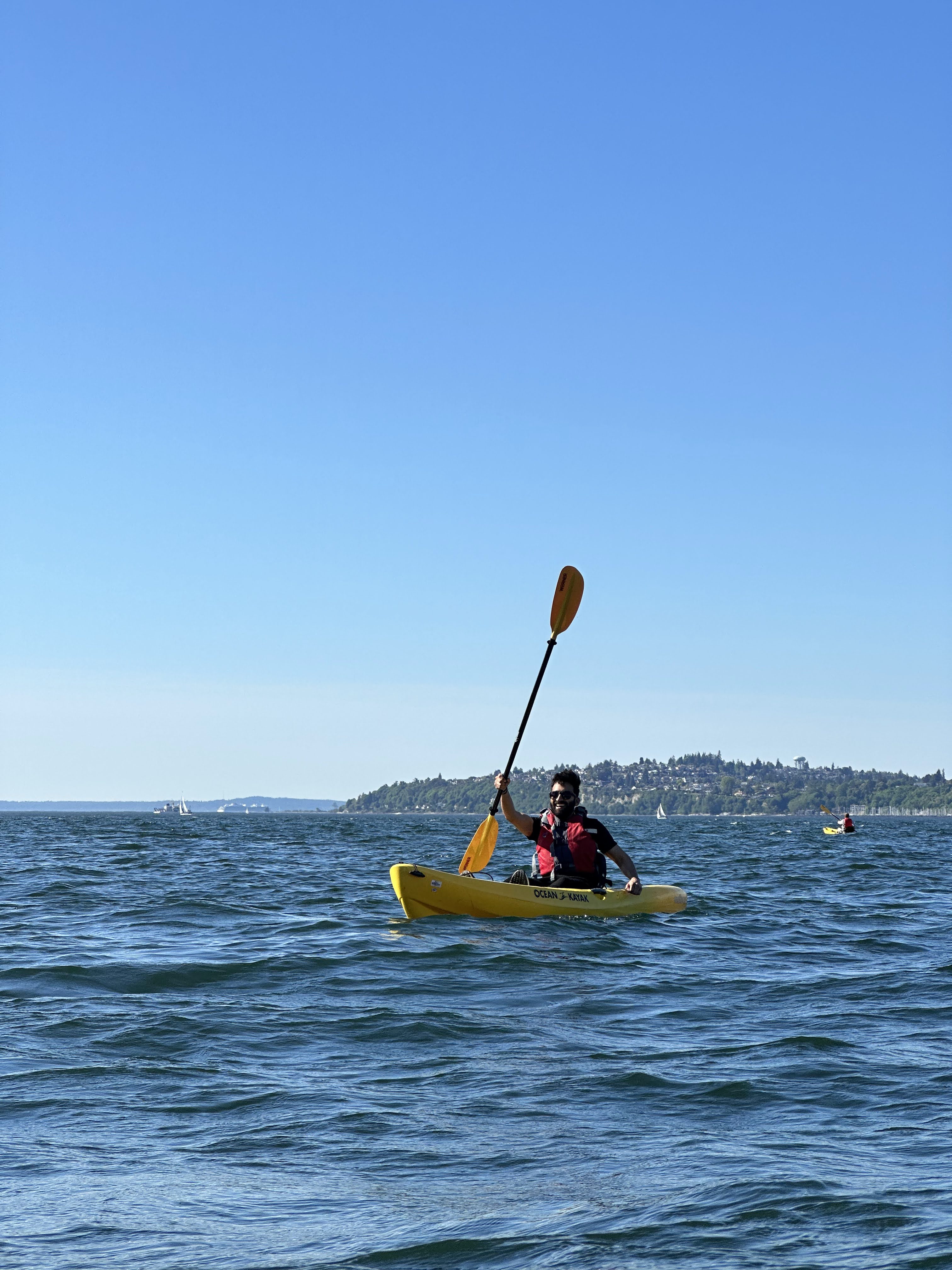 Abhishek kayaking on open water